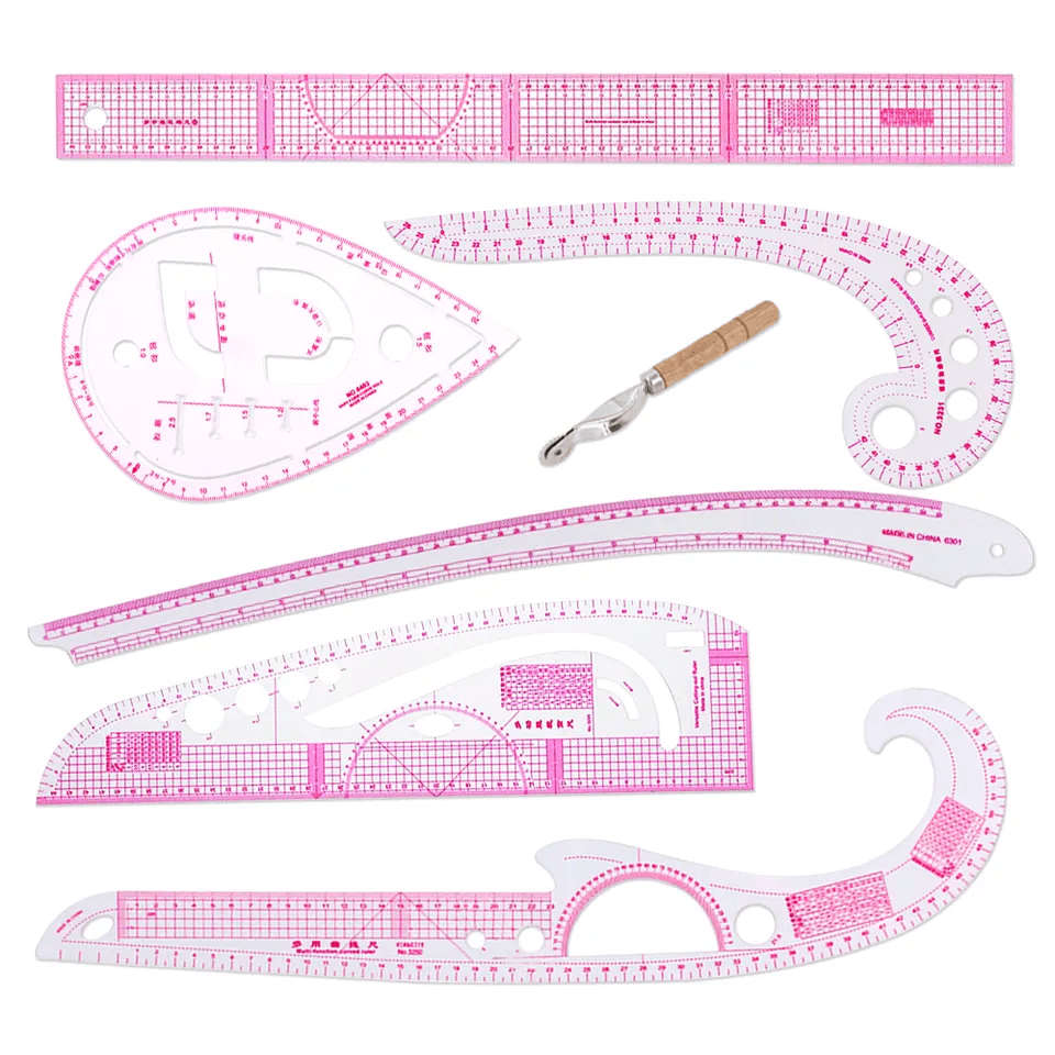 7 Piece French Curve Ruler Set-  Metric