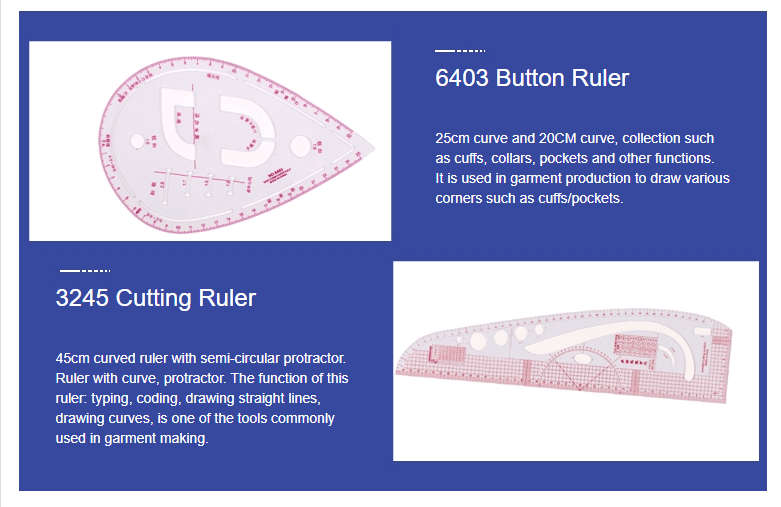 7 Piece French Curve Ruler Set-  Metric