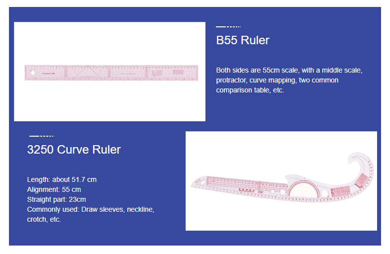 7 Piece French Curve Ruler Set-  Metric