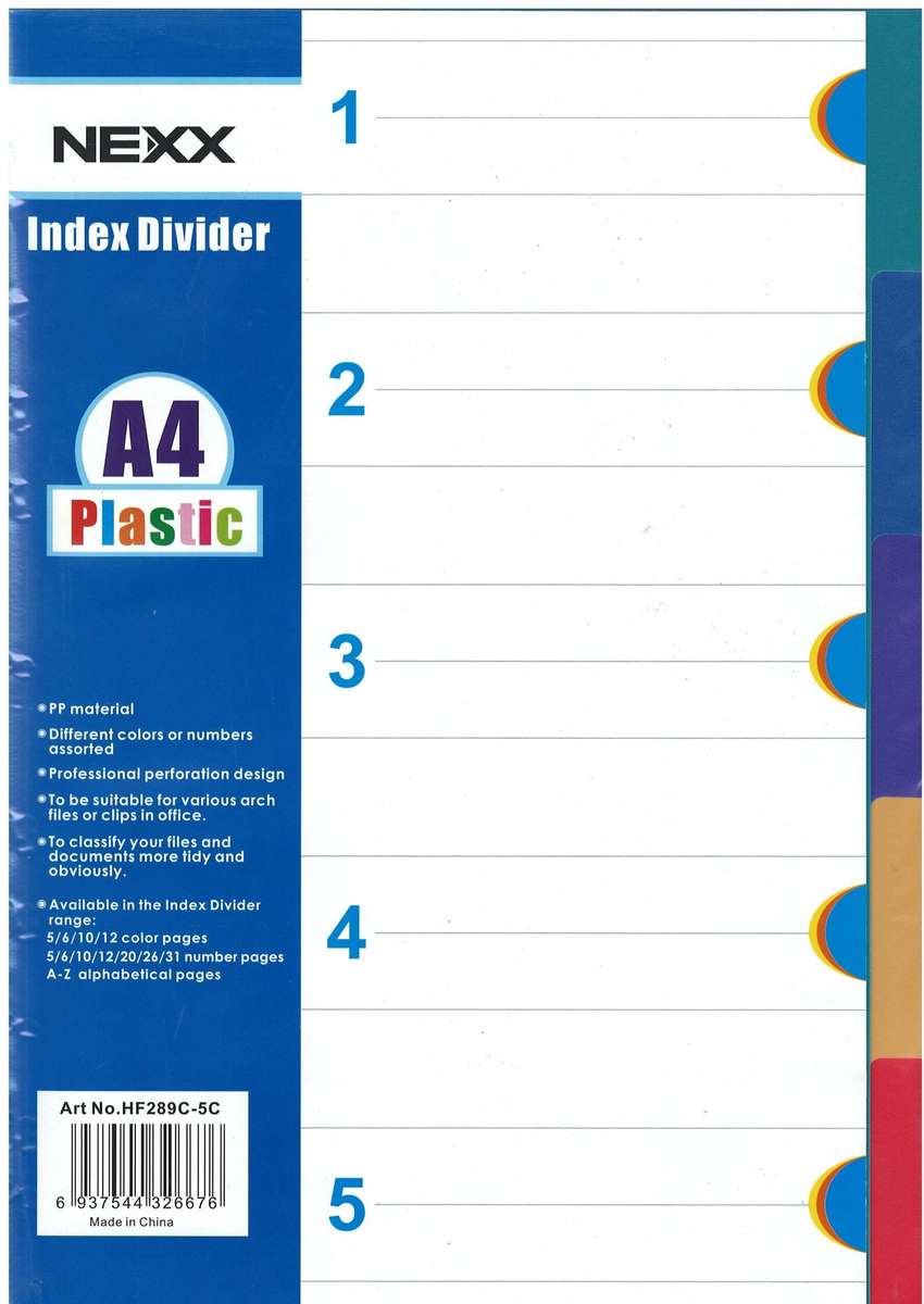 A4 Index 10 Tab PVC Divider  Colour