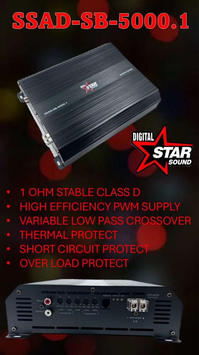 STARSOUND SSAD-SB-5000.1 Super Bass Monoblock Amplifier - 5000W RMS