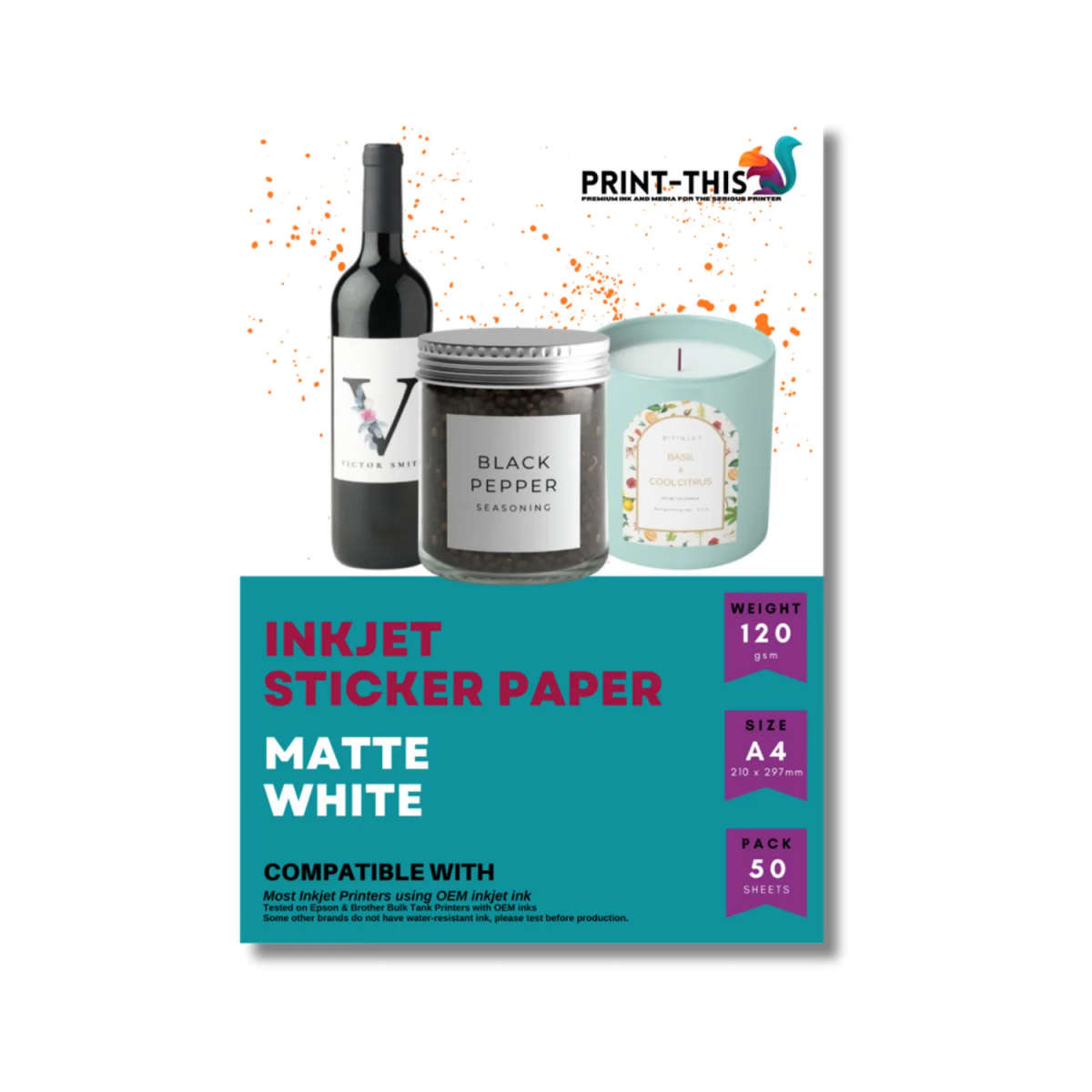 Printer Paper - 120gsm - Matt Sticker Paper - A4 (50 sheets) for sale ...