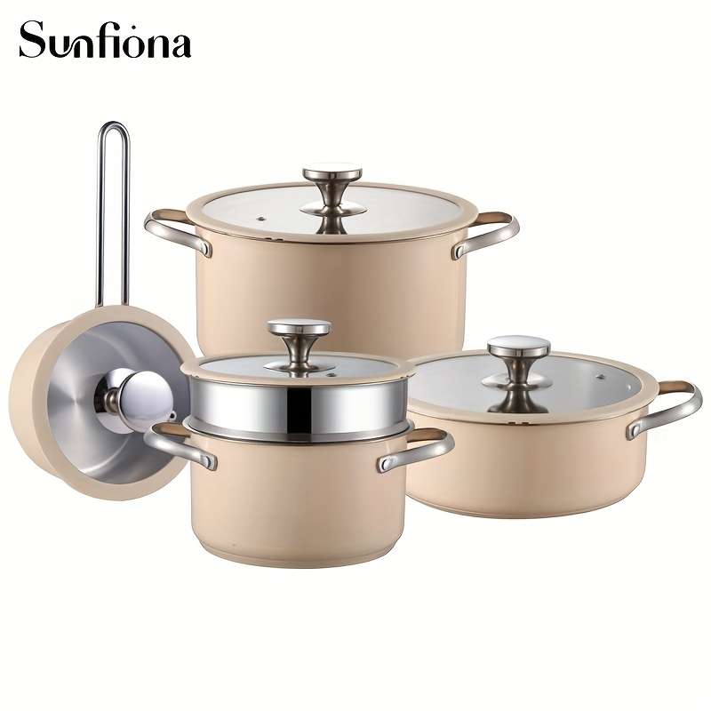 Pots - 4Pcs Professional Sunfiona Stainless Steel Cookware Set Sizes ...