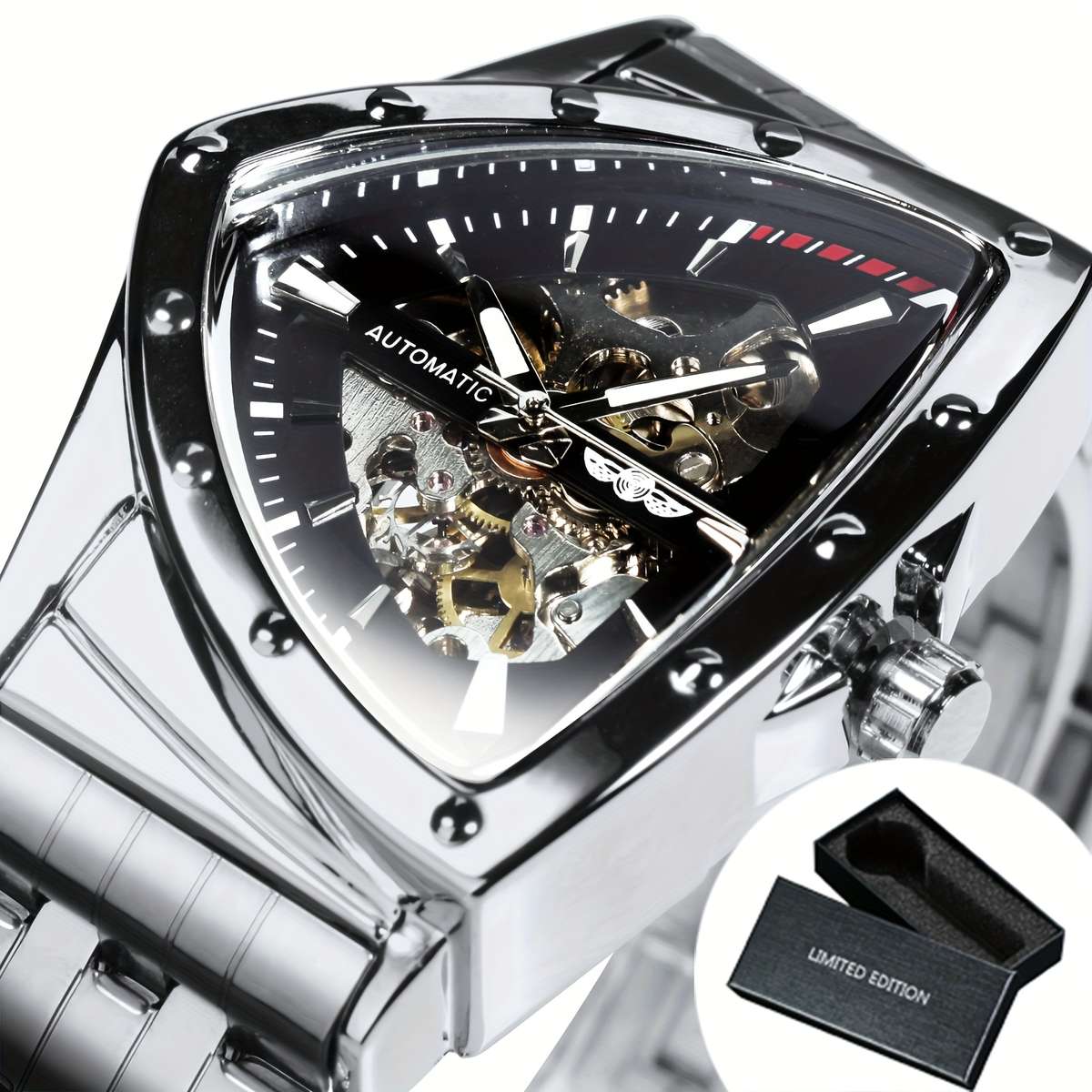 Men's Watches - Modern Sports Triangle Skeleton Automatic Mechanical ...