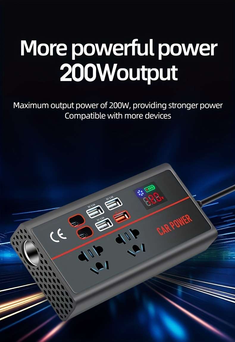 Inverters - Compact 200W Car Inverter Exclusive Pure Sine Wave Version ...