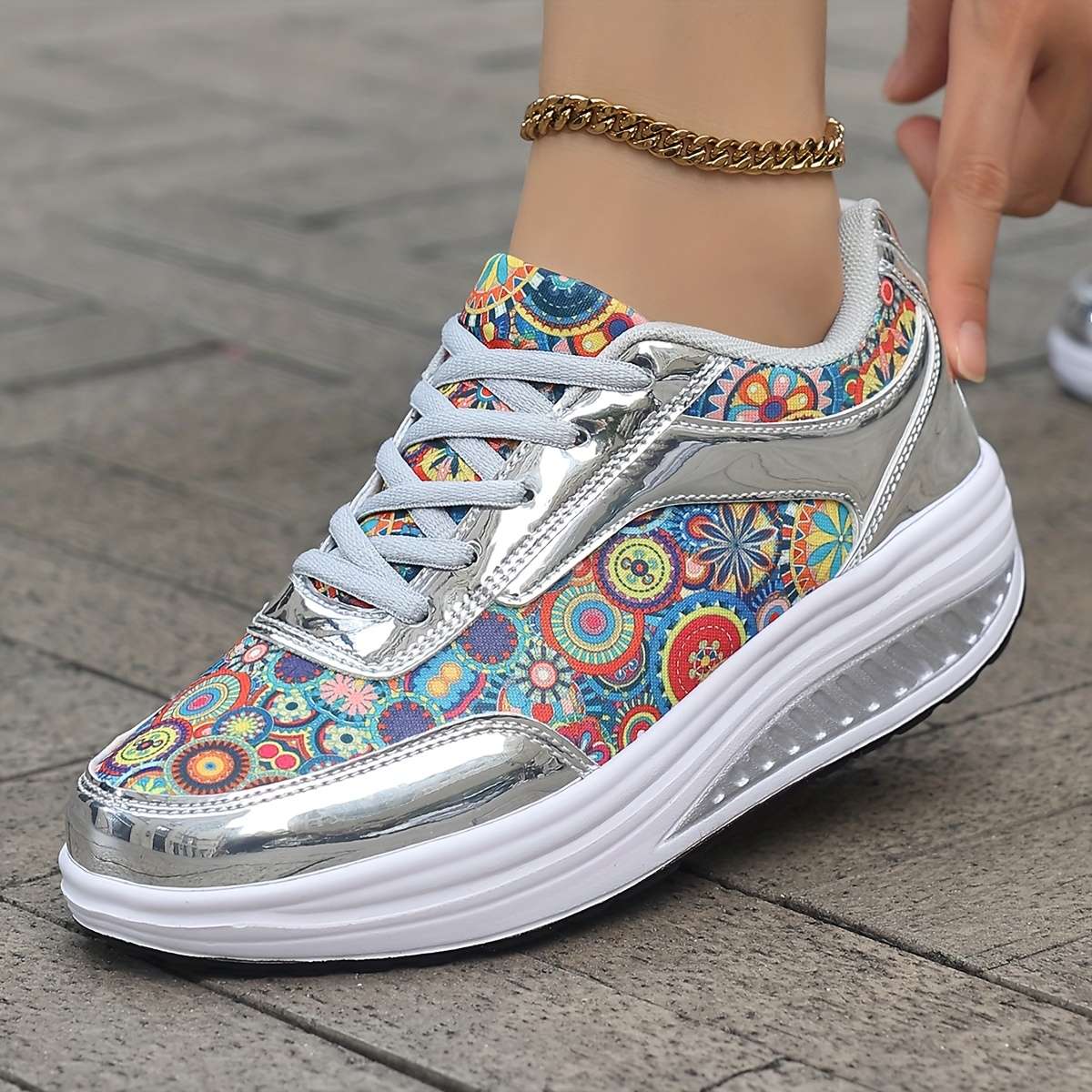 ゆゆ Sneakers - Sneakers Color Silvery Grey Sizeuk 7 for sale in