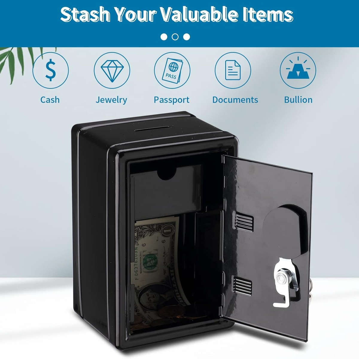 Safes - 2025 New Rectangular Fun Safe Iron Coin Savings Box With Key ...