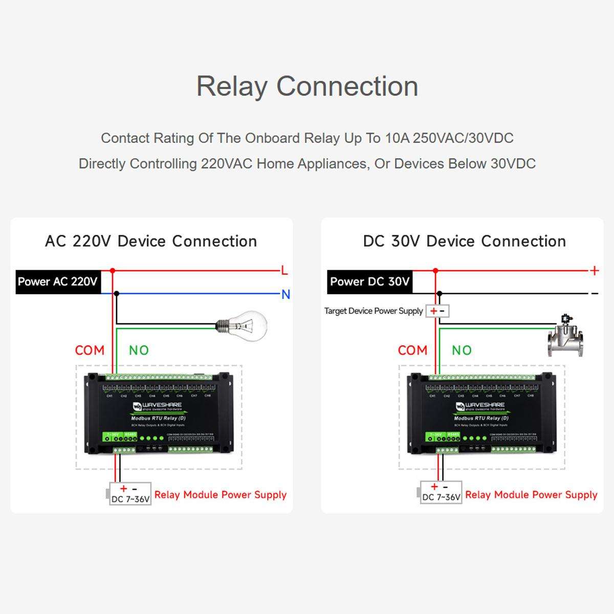 Relays - Waveshare Modbus RTU 8-Channel RS485 Relay Module With Digital ...