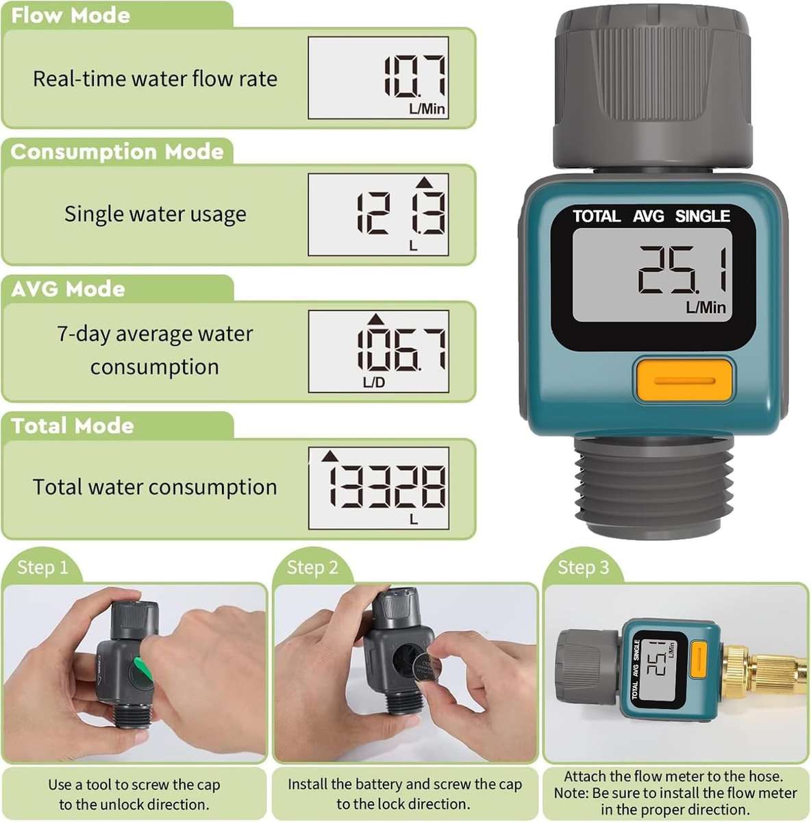 Water Flow Rate Module Other Garden & Patio Furniture - Inline Digital Water Flow Meter (track ...