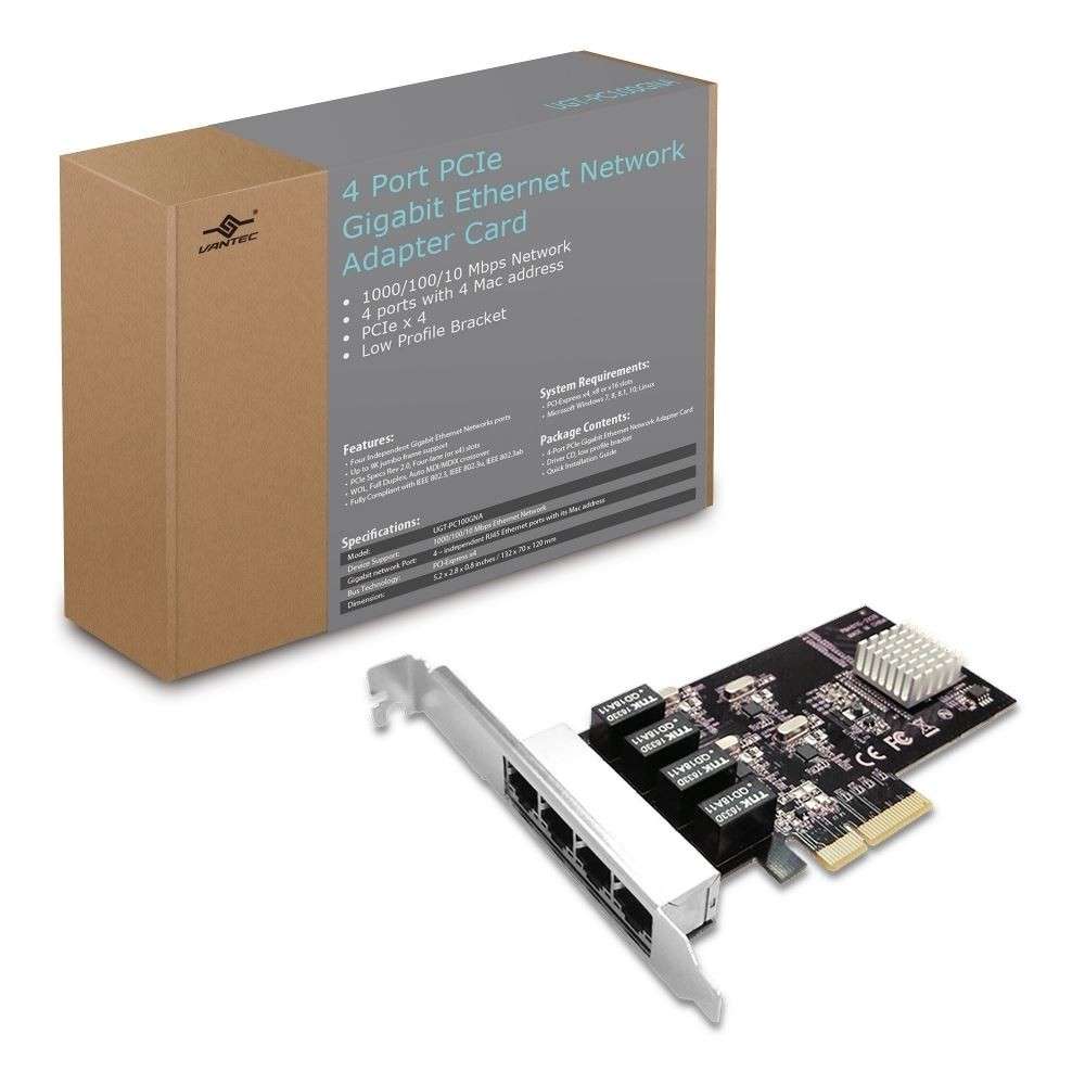 Network Cards & Adapters - 4-Port PCIe Gigabit Ethernet Network Adapter ...