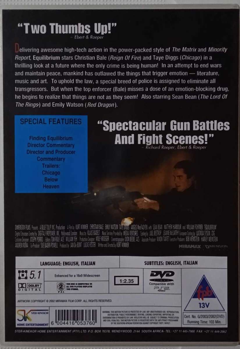 Equilibrium DVD movie