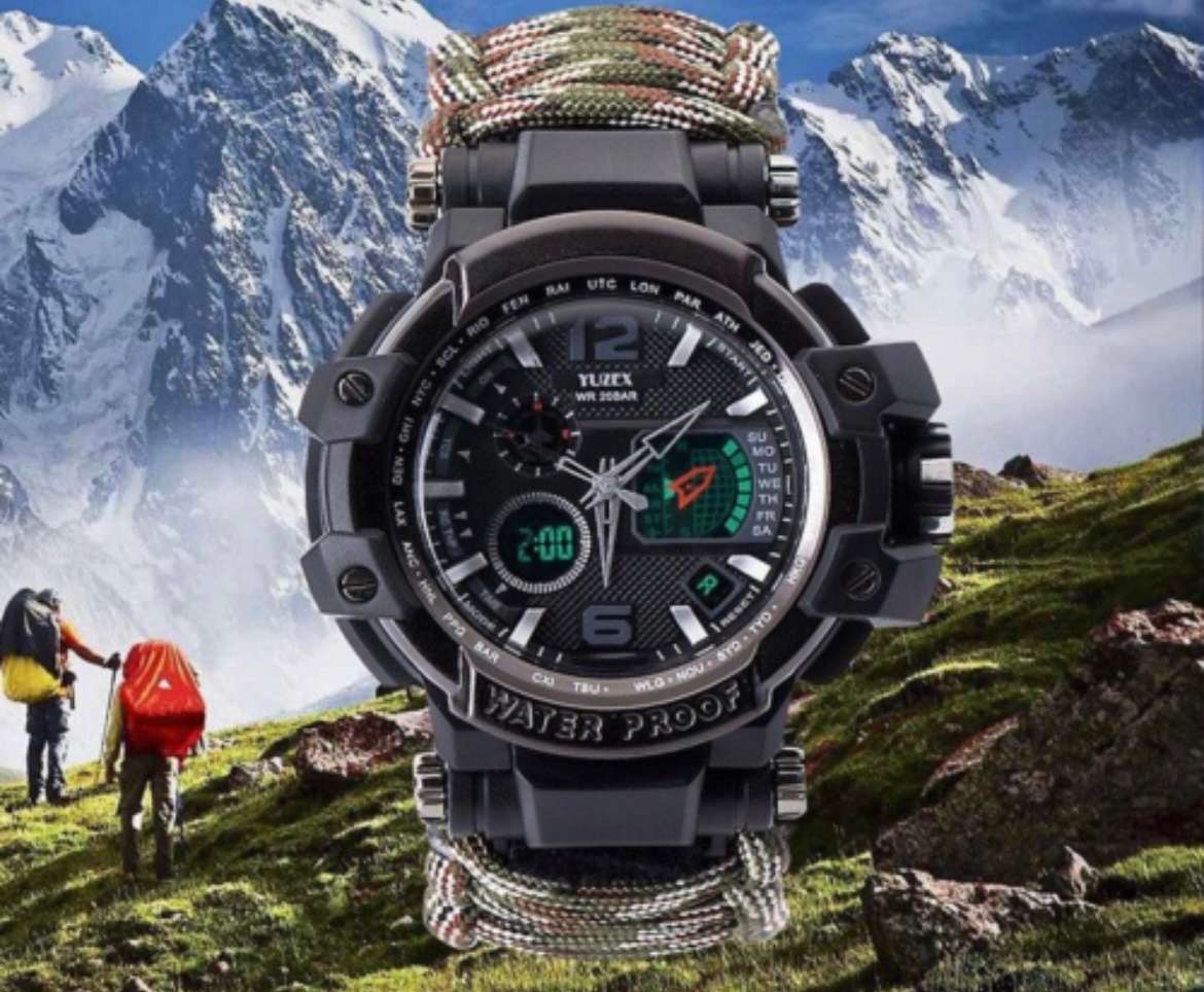G7 Men Outdoor Survival Military Watch Fashion Multifunctional Compass Waterproof LED Quartz