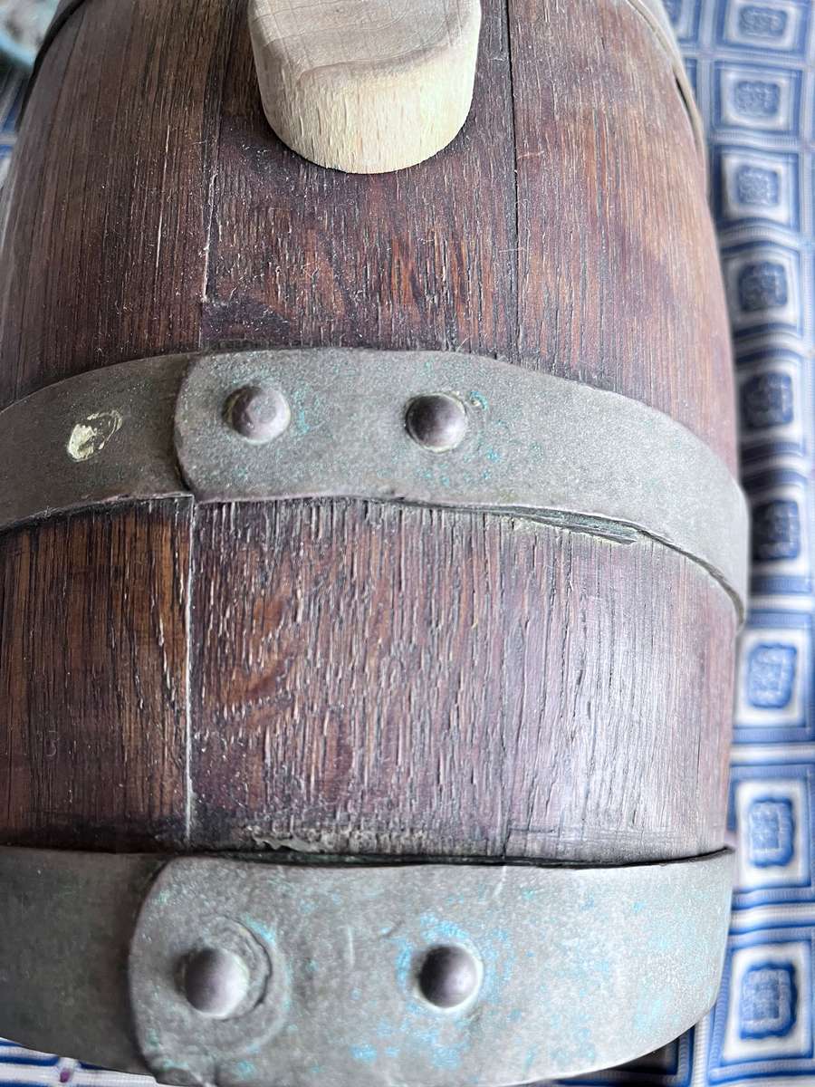 Beautiful vintage oak barrel with brass tap