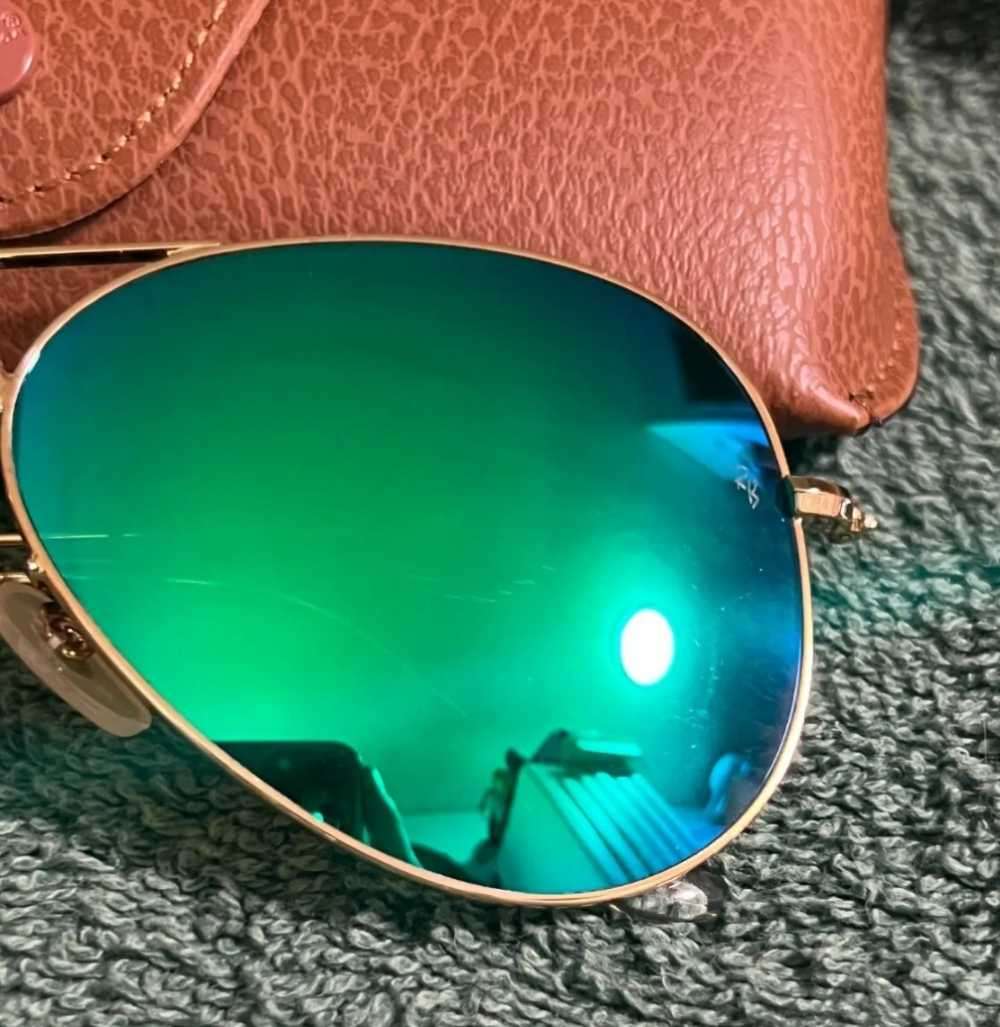 Ray Ban Aviator Sunglasses Gold Frame with Green Flash Lenses RB3025 55mm