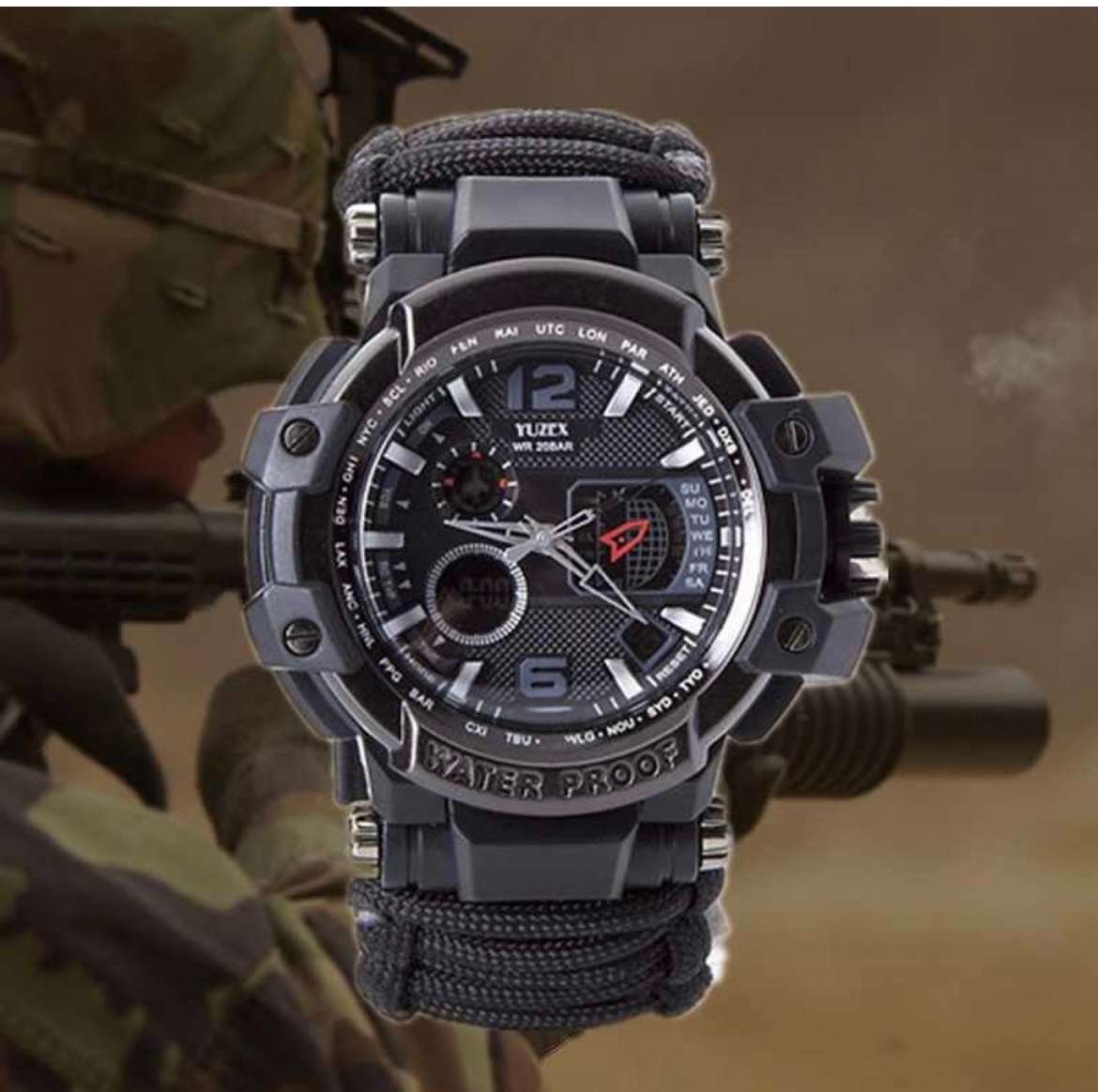 G7 Men Outdoor Survival Military Watch Fashion Multifunctional Compass Waterproof LED Quartz