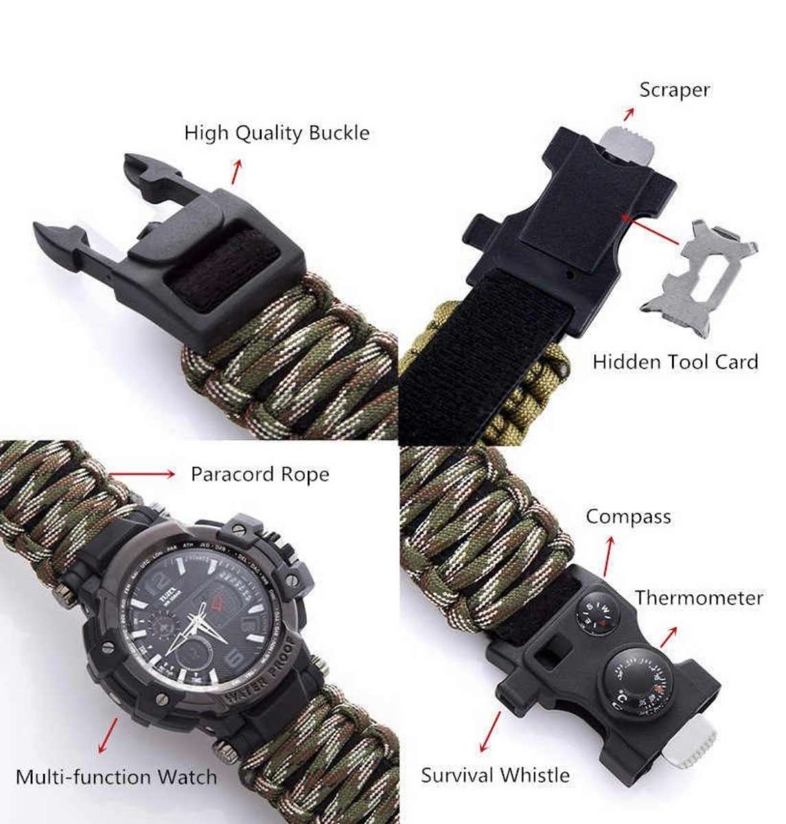 G7 Men Outdoor Survival Military Watch Fashion Multifunctional Compass Waterproof LED Quartz