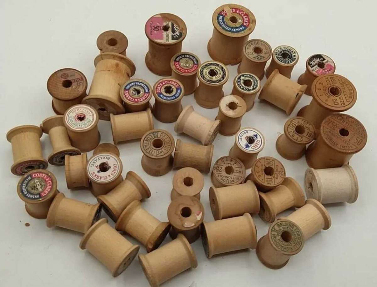50 piece Vintage Wooden Sewing Thread Spools