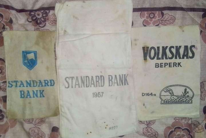 Vintage old bank bags - VOLKSKAS BANK AND STANDARDBANK