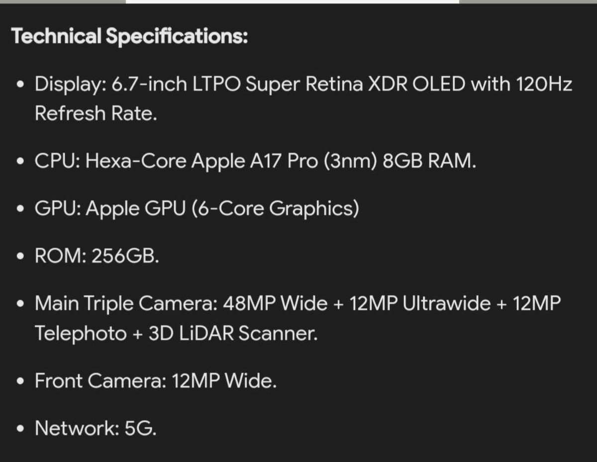 Apple iPhone15 Pro Max 256GB 5G