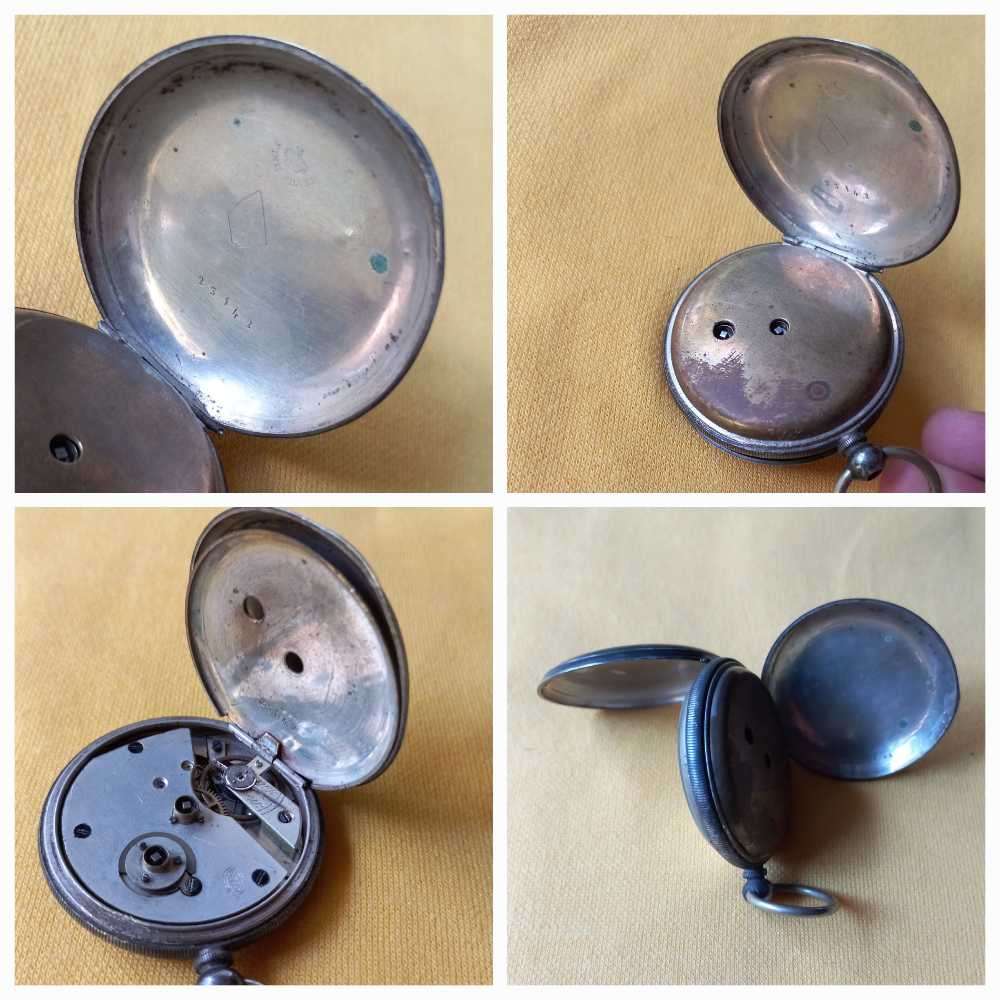 Pocket watch with  silver engraved casing