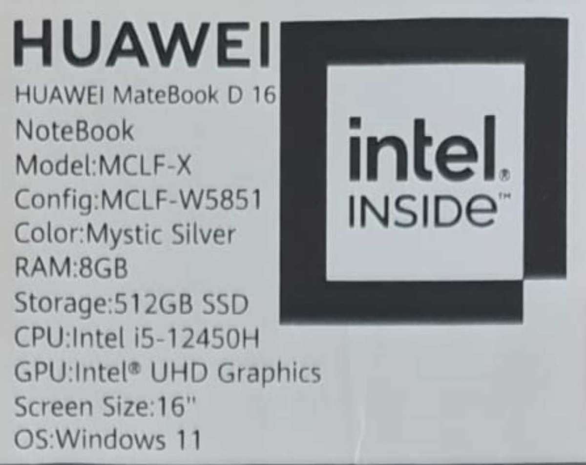 HUAWEI MateBook D 16 i5 12TH GEN