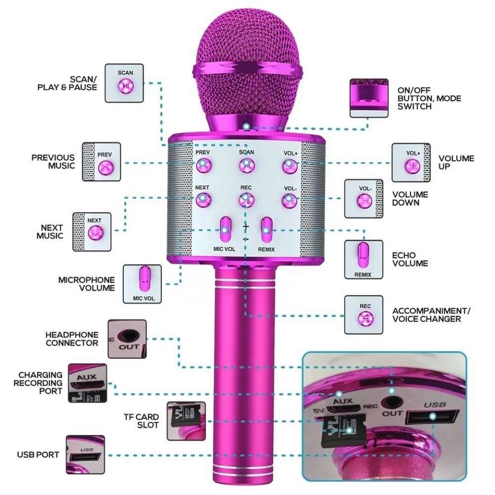 Microphone Speaker BT Karaoke Consender Handheld Microphone