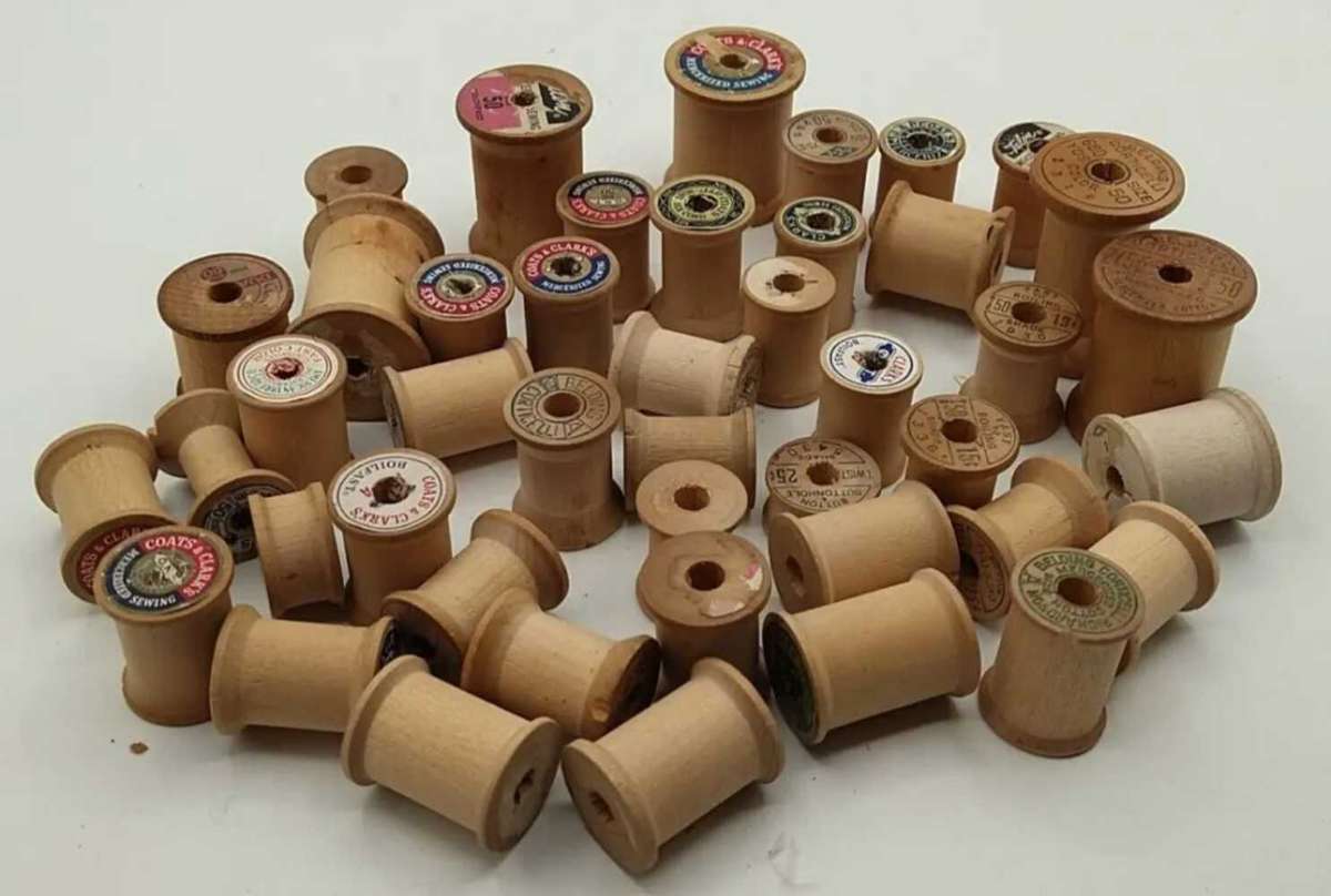 50 piece Vintage Wooden Sewing Thread Spools
