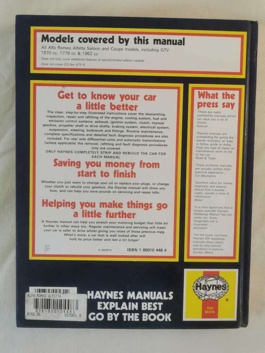 Alfa Romeo Alfetta - Haynes Workshop Manual