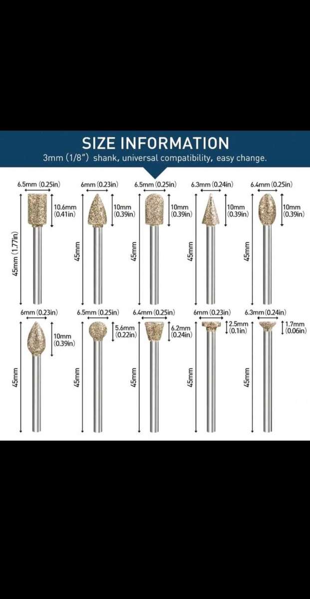 20pc Rhinestone Grinding burr diamond tip