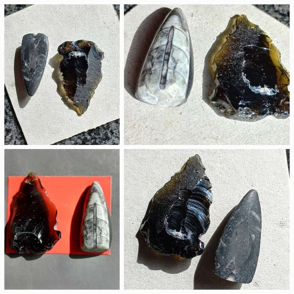 Tektite meteorite, Volcanic stones/beads, Fossils, Indian arrow point
