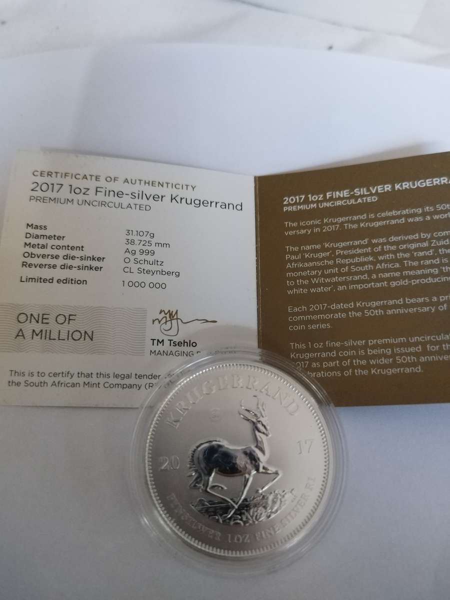Joblot Silver Coins 2017 Kruggerands and Paul Roos 1oz