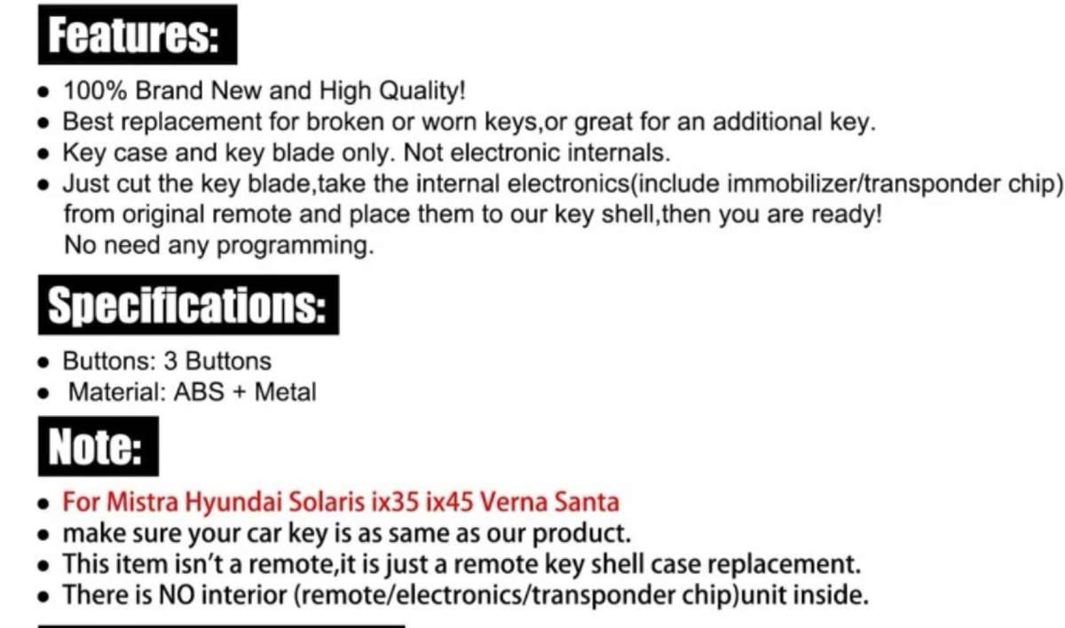 Hyundai Key Casing Replacement