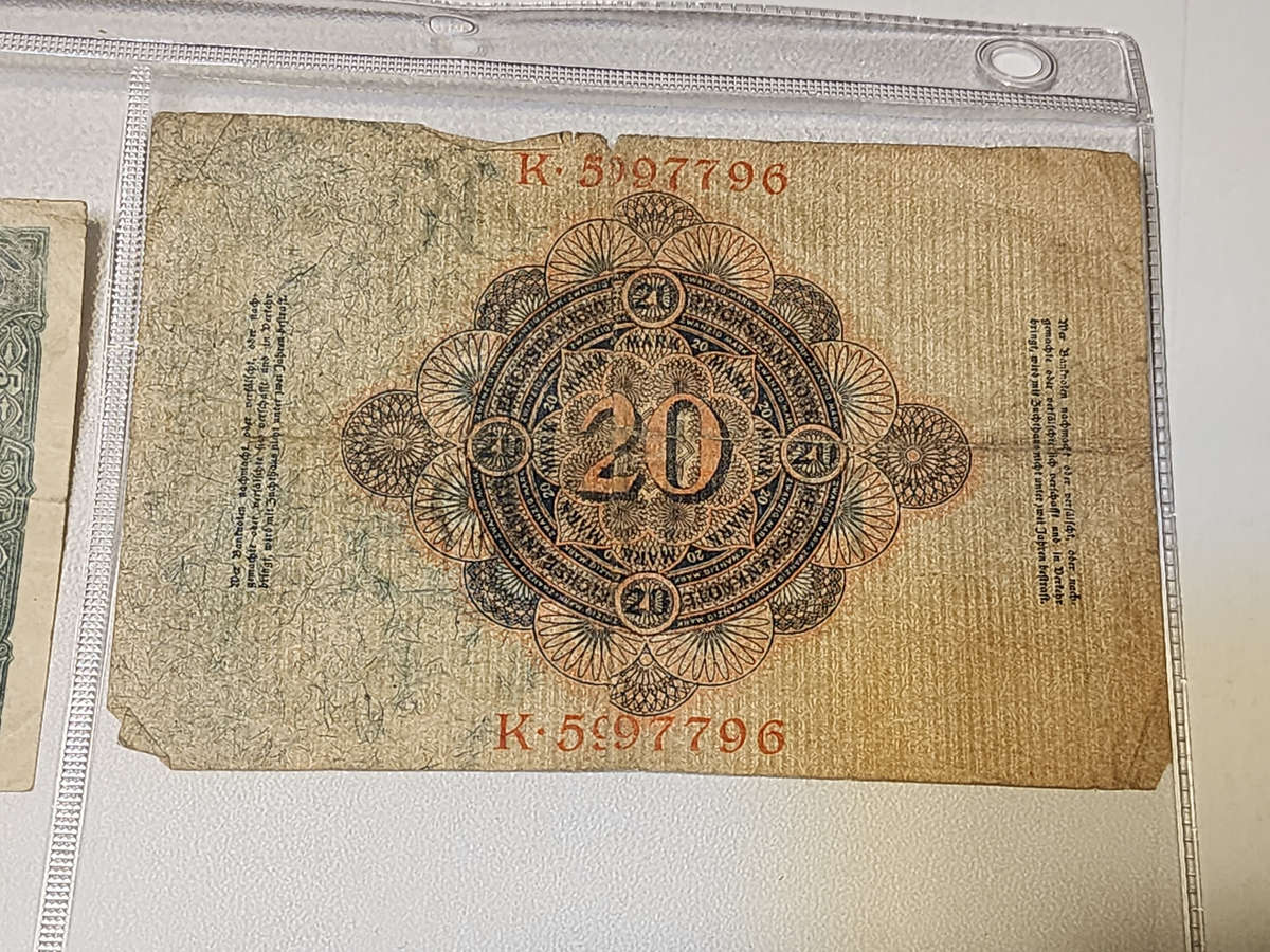 1910 German Empire 20 Mark Banknote