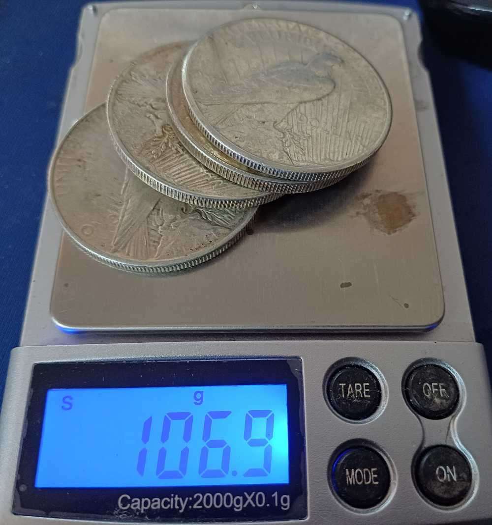 4x1923x90% 106.9 grams Silver USA Dollar coins as 1 lot