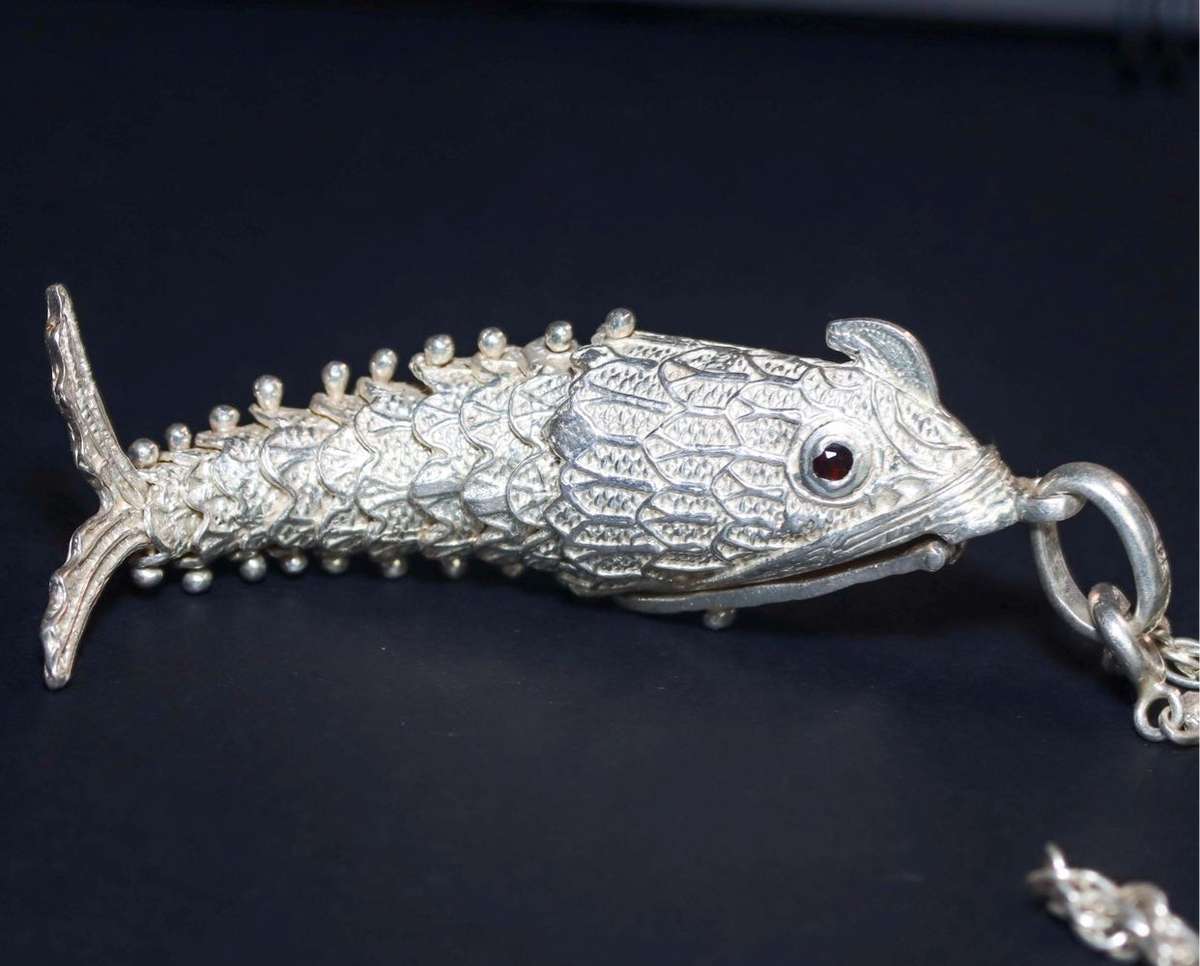 Articulated Fish Silver Pendant