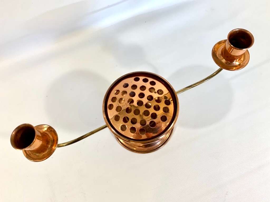 Vintage Copper Candle Holder with Incense Burner