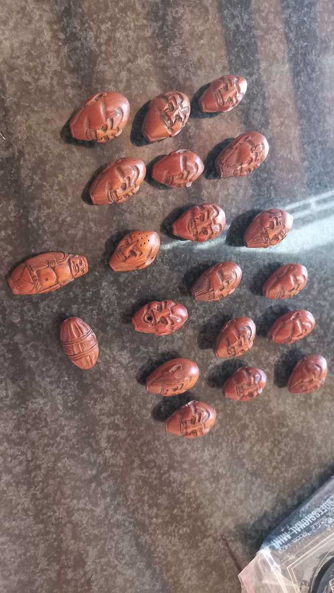 Vintage Chinese carved face beads,pits,Hedaio Prayer beads Buddhist Lohan Faces