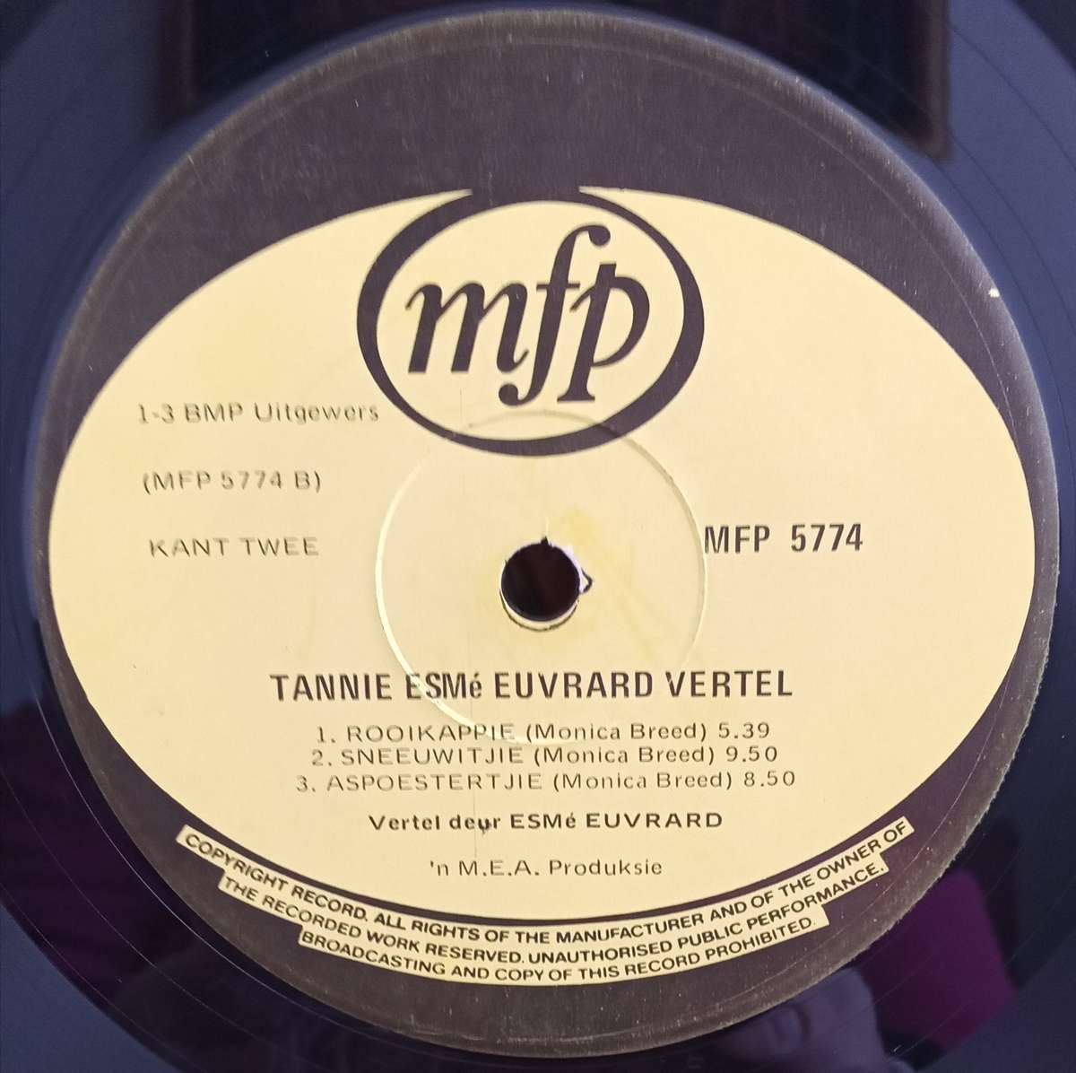 TANNIE ESME EUVRARD VERTEL DIE VERHAAL VAN ROOIKAPPIE LP VINYL RECORD AFRIKAANS