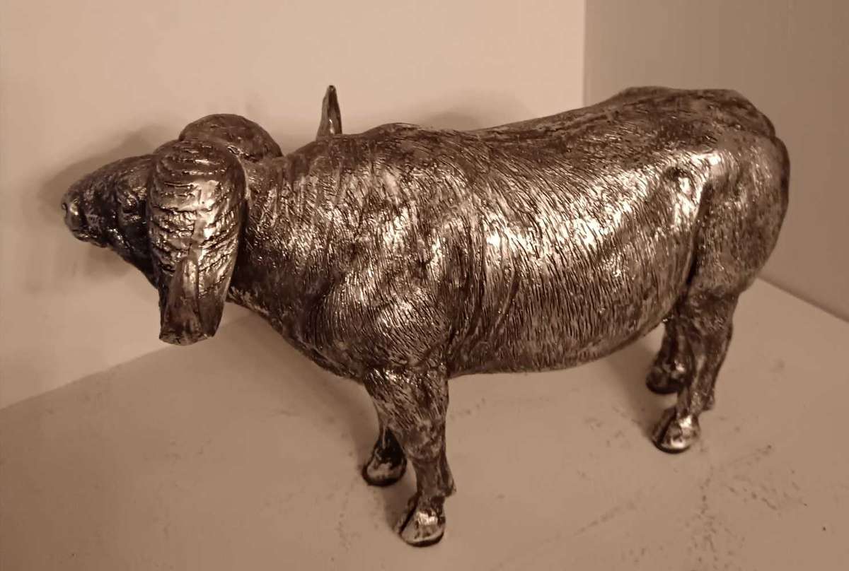 Silver Tone Water Buffalo Statue