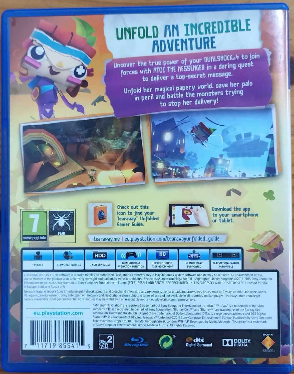 TearAway Unfolded for PS4 (CIB)