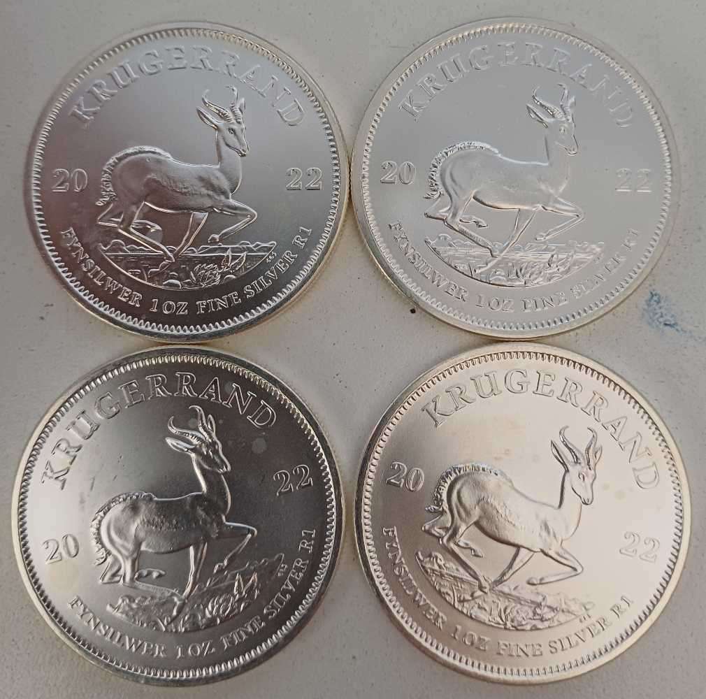 4 x2022 1oz Silver Kruger Rands UNC bid per coin