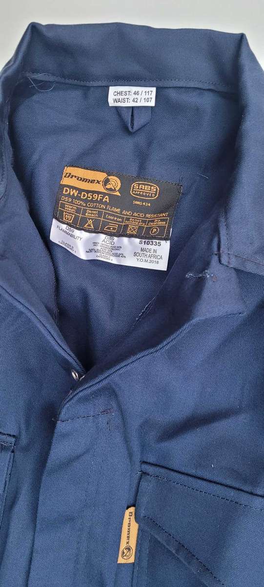 DROMAX Flame & Acid Resistant SABS Approved (OVERALL) 46/117 Chest & 42/107 Waist