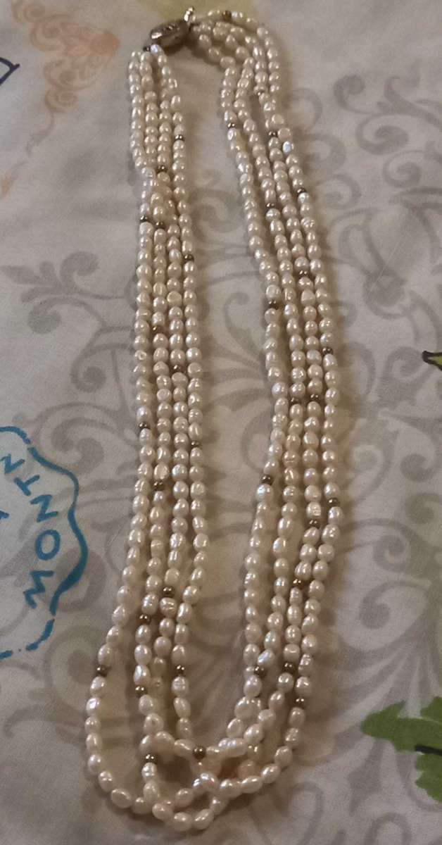 Vintage 4 Rows Freshwater Pearl Necklace
