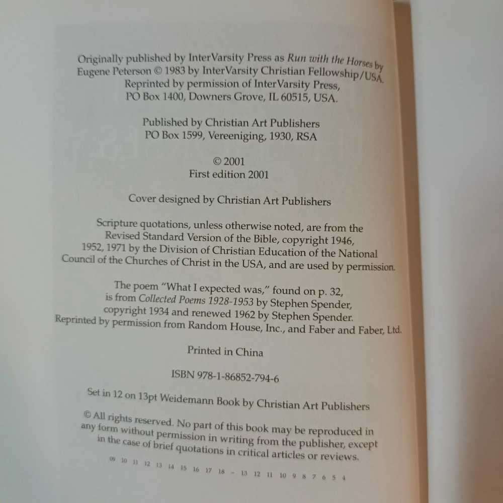 Run with horses. The question for life at it's best. Eugene H. Peterson