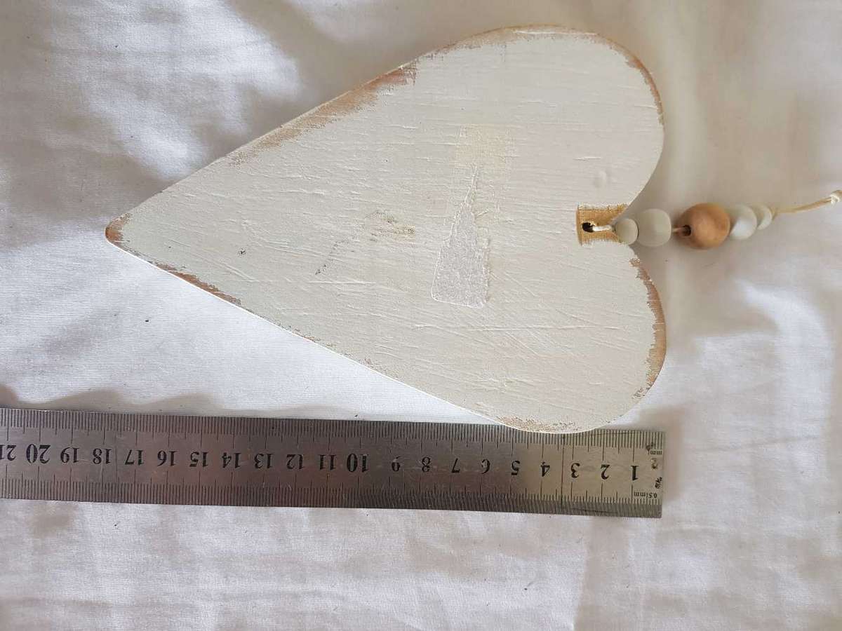 Beautiful white hanging wooden heart