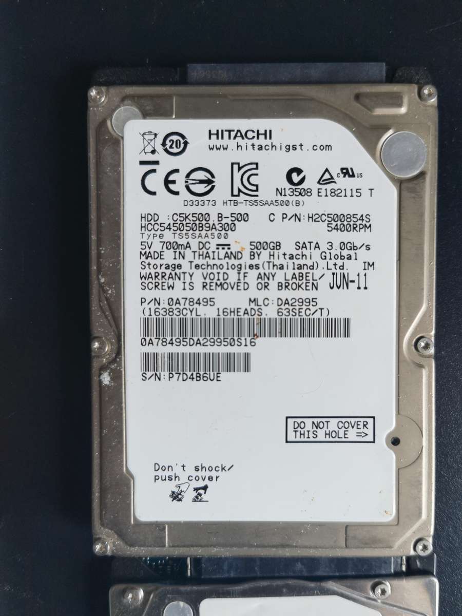 1TB and 500MB internal HDD. Toshiba/Seagate/Hitachi/HGST