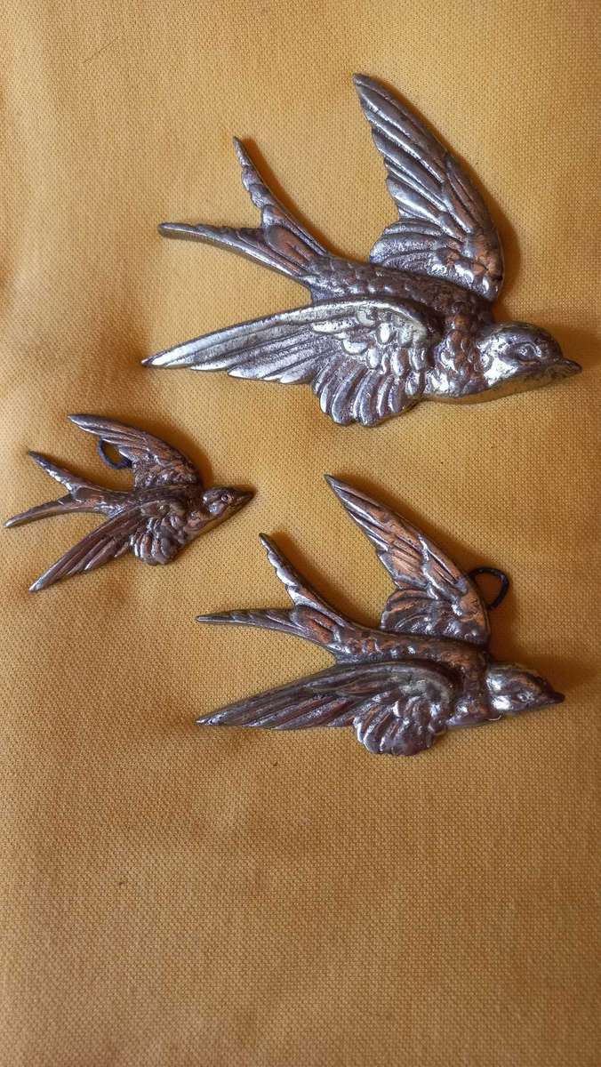 Vintage brass flying Swallows/Swifts/birds wall hanging ornaments decor