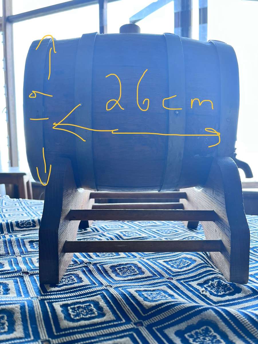 Beautiful vintage oak barrel with brass tap