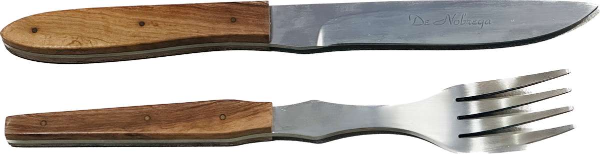 Vintage Handmade Cutlery Set In Solid Wood Case