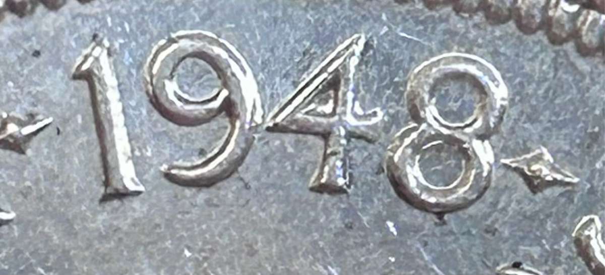 S A UNION SILVER 5 SHILLINGS 1948 VERY GOOD CONDITION CROWN SILVER 80% ERROR DOUBLING SEE COMMENTS